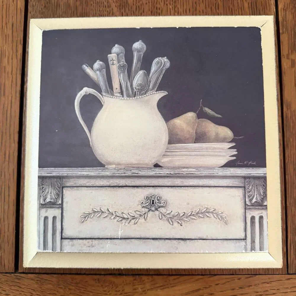 French Country Wood Wall Plaque Set Arnie Fiske Coffee Bar Cottagecore Decor